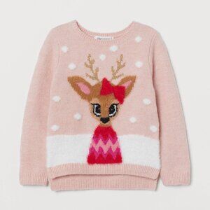 Jacquard knit Pink Reindeer Sweater NWOT